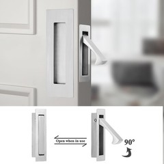 6 Inch Pocket Door Handles with Edge Pull Brushed Nickel Recessed Finger Pull