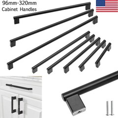 Solid Matte Black Cabinet Handles Pulls Knobs Kitchen Bathroom Drawer Square Bar