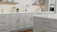 10 Pack 5 Inch 128mm Brushed Gold Cabinet Pulls Square Kitchen Handles AL3046BG