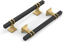25 Pack Matte Black & Gold Square Cabinet Pulls for Kitchen & Cupboard