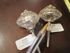 Lot of 12 Glass Mercury Crackle Knobs Pulls – Clear MISSING ONE NUT