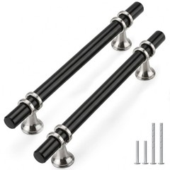10 PCS 5 Inch Black Brushed Nickel Cabinet Pulls Heavy Duty Zinc Alloy Drawer