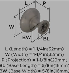 Amerock BP53005G10 Cabinet Door Knob 1 1/4″ (32mm)Satin Nickel 25pcs.