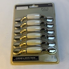 Hawthorne Place HP1883768 Cabinet Drawer Pulls Chrome White Set of 6 New Sealed