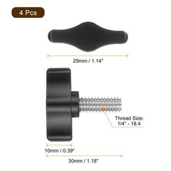4 Pcs 1/4″ – 17.2 Thumb Screw, 304 Stainless Steel Threaded Knurled Thumbscrew