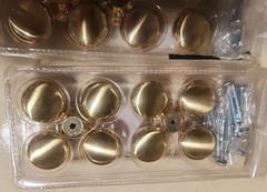 40 Brushed Gold metal Cabinet Drawer Door Furniture Knobs 1-1/4” Dia. #853-1