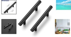 Set of 60 Elegant 5-Inch Matte Black Drawer Pulls with 3-Inch Hole Spacing