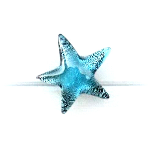 1 Starfish Blue Iridescent Glass Knob Cabinet Drawer Pulls Handle Beach Nautical