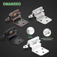 50 Pack 25 Pairs 3/8″ Inset Cabinet Door Hinges – White Offset Self Closing Hing