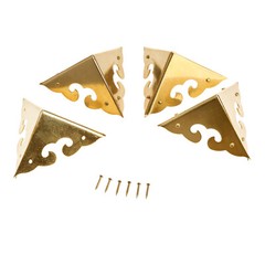 4X Brass Corners Furniture Hardware Cabinet Jewelry Box Guard Cover Wholesale