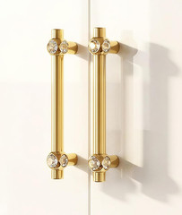 4 PCS Crystal Gold Cabinet Pulls, 3-3/4″(96Mm) Hole Center, 5 Inch Elegant Dress