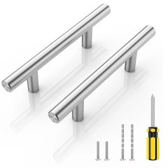 20 Pack -3″ Hole Center Cabinet Handles Pulls for Kitchen Stainless Steel Bru…