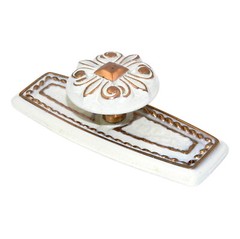 Vintage Amerock Bonaventure White Cabinet Knob with 3-9/16″ Backplate BP274-RW