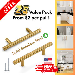 25 Pack |Gold Bar Pull Kitchen Drawer Pull European Bar Handles Cabinet Hardware