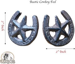 Urbalabs Western Rustic Horseshoe Star Cast Iron Kitchen Cabinet Rustic Brown