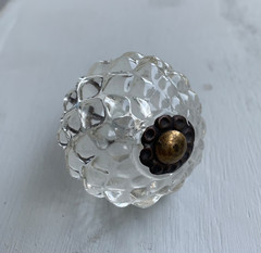 5: Clear Faceted Textured Glass Antique VTG Cabinet Knob kitchen bathroom pull