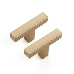 Ravinte Cabinet Handles Solid Slim Champagne Bronze 5 Pack Single Hole Square…