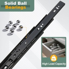 2Pcs 10×1.7 Inch Drawer Slide Steel Side Mounted Rail with Mounting Screw Black