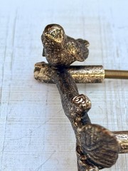 1 Antique Gold Bird On Branch Metal Drawer Pull Cottage Nature Metallic Handle