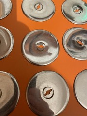 Vintage Chrome Cabinet Drawer Knob Backing Plates 2 1/2” Lot Of 12
