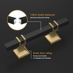 25 Pack Matte Black & Gold Square Cabinet Pulls for Kitchen & Cupboard