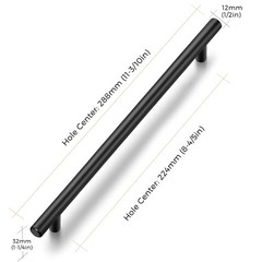 15 Pack Black Cabinet Handles 8-4/5 Inch Matte Kitchen Modern Drawer Pulls