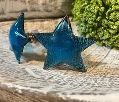 1 Starfish Blue Nautical Star Glass Knob Cabinet Drawer Pulls Handle Beach Decor