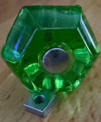 Vintage green vaseline glass drawer pulls cabinet knobs hexagon UV glow 29 NEW