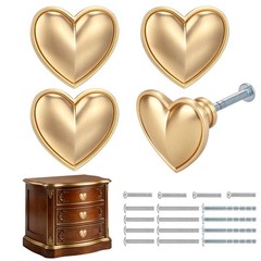 4 pcs Gold Heart Drawer Knobs Cute Furniture Cabinet Dresser Handle Knobs for…