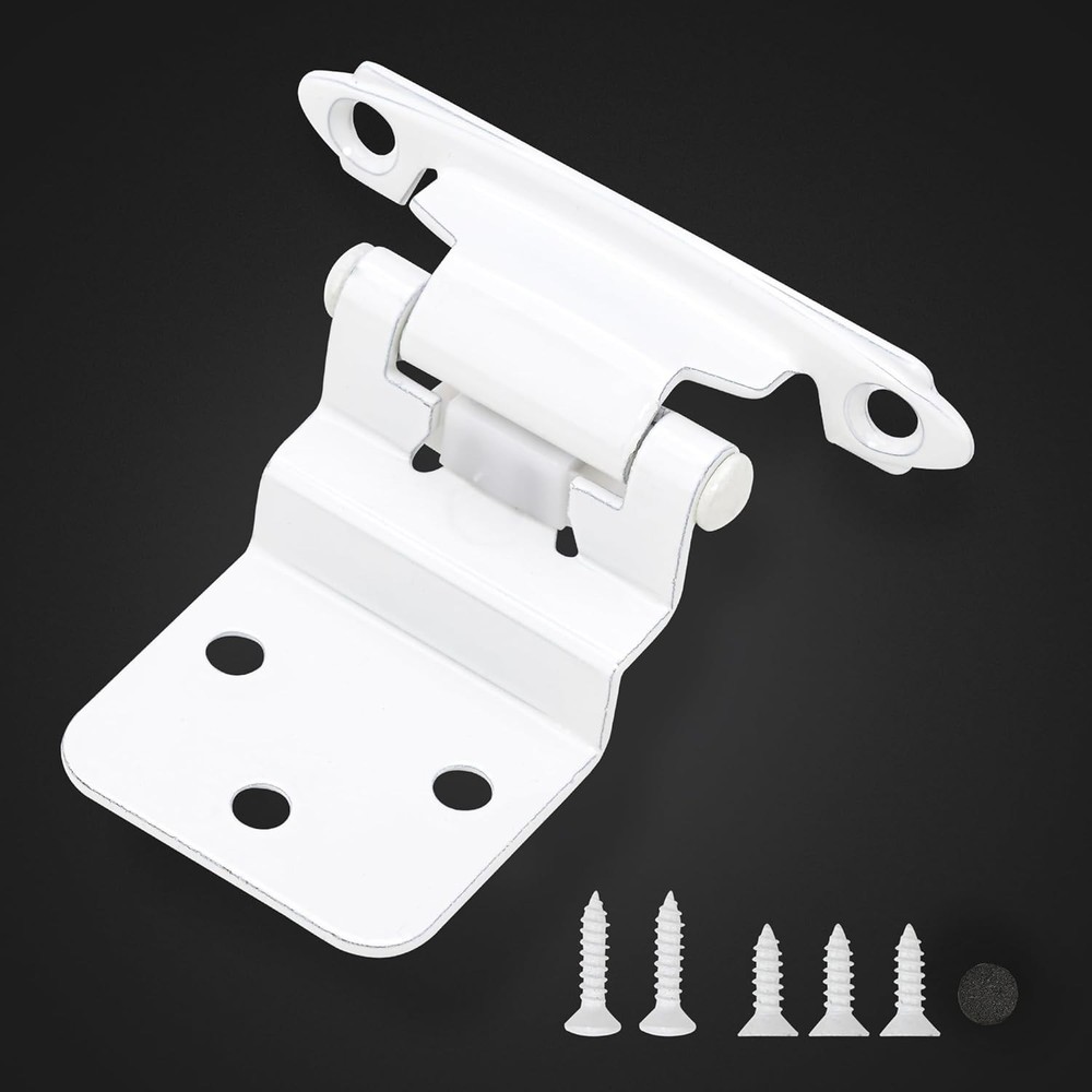 50 Pack 25 Pairs 3/8″ Inset Cabinet Door Hinges – White Offset Self Closing H…
