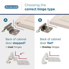 Cabinet Hinge 1/2in Overlay Satin Nickel Double Demountable Steel 2 Pack Set
