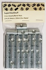 25 PCS Cross Dowels/Barrel Nuts 1/420 20mm x 10mm Zinc Plated CNC Hardware