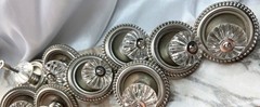 Set of 10 Architectural Fluted Lucite-Style Knobs | Brushed Nickel Rosette