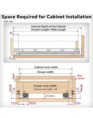Soft Close Bottom Mount Drawer Slides 21 Inch Rails with Rear mounting Bracket..