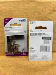 NATIONAL N190-876 2″x 3/8” Satin BRASS Tone FLAT CORNER BRACES
