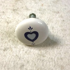 Vintage Blue Heart Ceramic Drawer Knobs Set of 4 White Cottagecore Cabinet Pulls