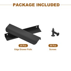 25 Pack Finger Edge Pull Furniture Drawer Handles 5″ Hole Center Black