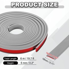 19.7ft U-Shape Edge Banding, 0.63in TPE Self Adhesive Edge Trim, Grey