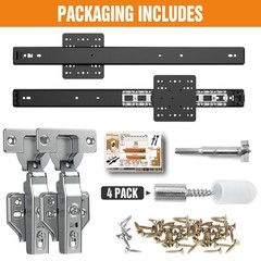 Pocket Door Slides 12 Inch 2 PCS Hardware Inset Cabinet Disappearing Hidden