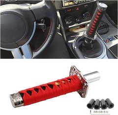 Shift Knob, 6 Inch (15cm) Short Gear Shift Knob with 4 Adapte Color: Red/Black