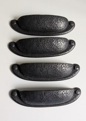 KBC metal bin pull textured drawer hardware 2005 Keeler Brass rustic set 4