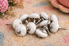 20 Original Marrakesh cream white mosaic ceramic cabinet drawer knobs fast ship