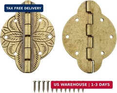 2PCS Antique Brass Small Hinges Furniture Cabinet Drawer Door Jewelry Box Gif…