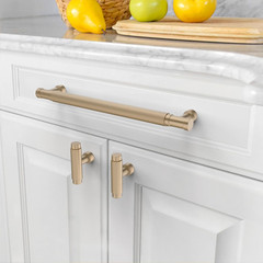 Champagne Gold Knurled Cabinet Pulls – 10 Pack, 10 Inch Handles