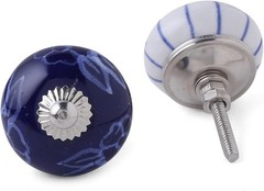 Ceramic Cabinet Knobs Colorful Blue and White Drawer Pulls Hardware 25 Pk