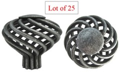 25 Antique Pewter Birdcage Kitchen Bathroom Cabinet Knob 1 3/8″