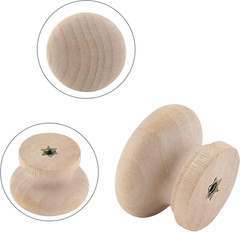 30 Pcs Round Wooden Cabinet Knobs 1-1/8″ (28mm) Unfinished Wooden Pulls Mushroom