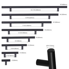 Black Modern Cabinet Handles T Bar Stainless Steel Kitchen Drawer Cabinet Pulls