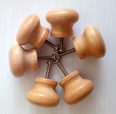 6/Pcs Cabinet Drawer Knobs Furniture Round Solid Wooden light Brown