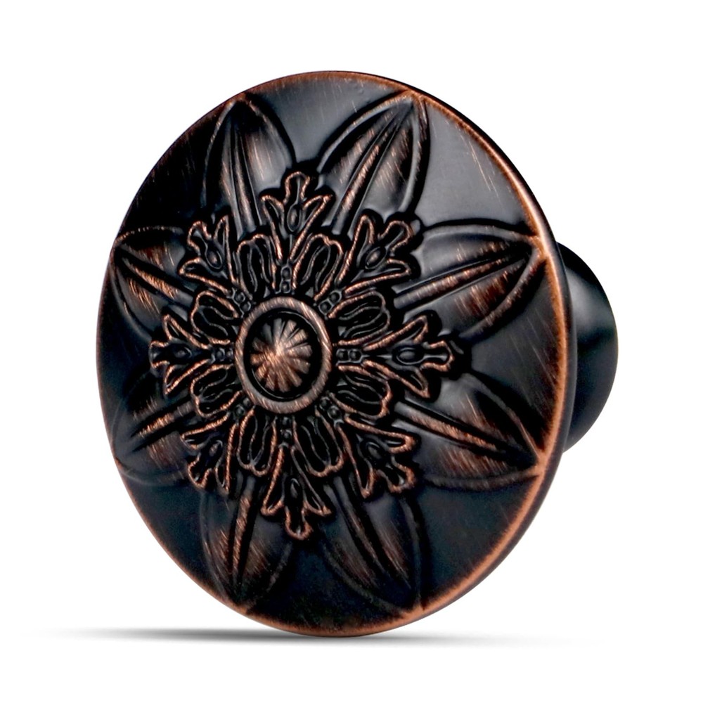 10 Pack Oil Rubbed Bronze Cabinet Hardware Knobs,1-2/5″ Round Bronze Knobs Ha…